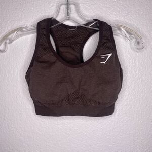 Gymshark Womens Sports Bra Size XS Brown Pullover Racerback Athleisure Wear